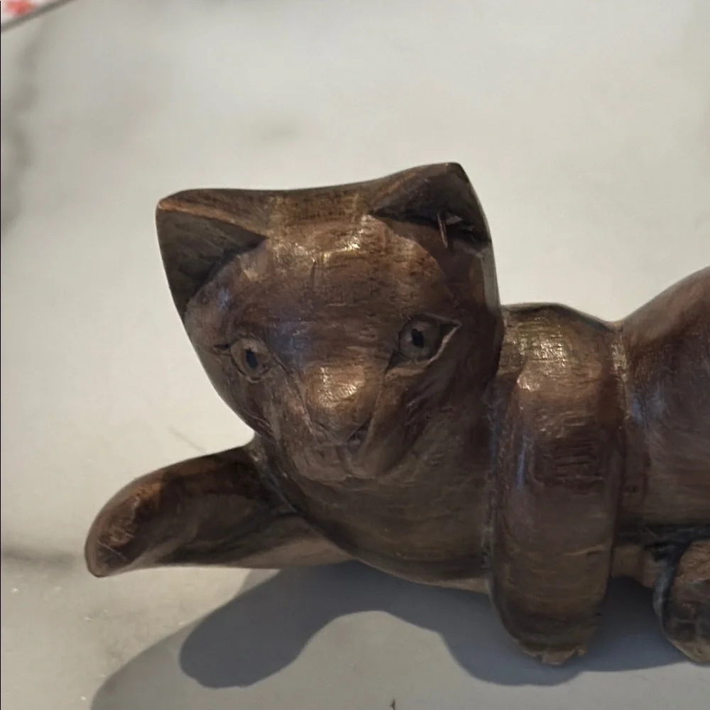 Handcrafted Brown Cat Figurine